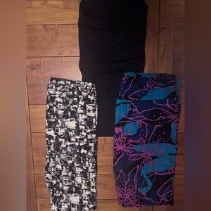 LuLaRoe Black, White, and Purple Leggings Set